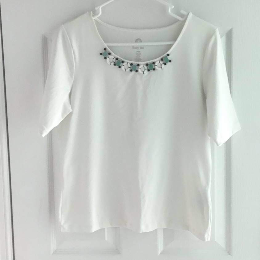 Ruby Rd White Top Petite Medium